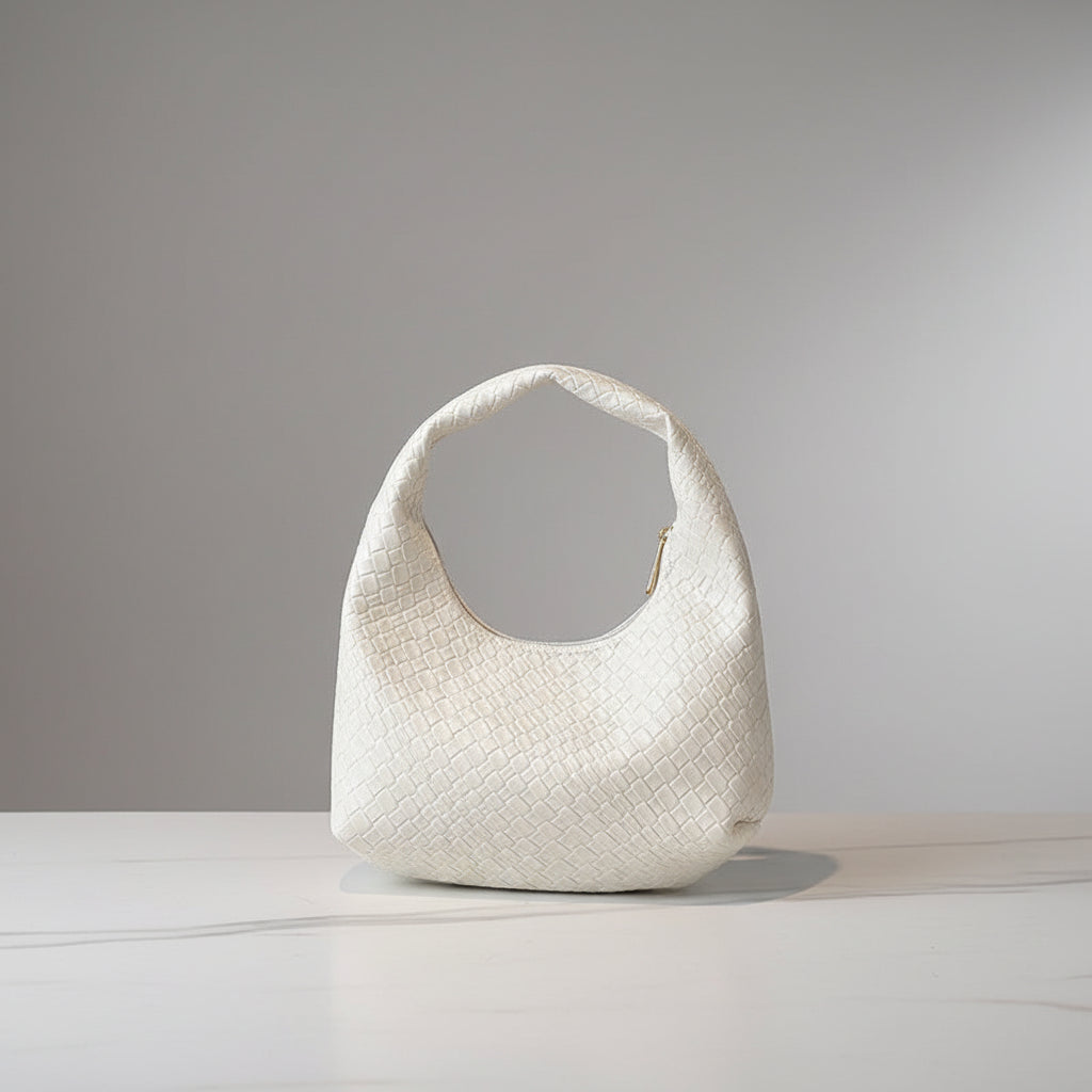 Women Woven Embossed Hobo Shoulder Bag Soft Premium Leather Handbag