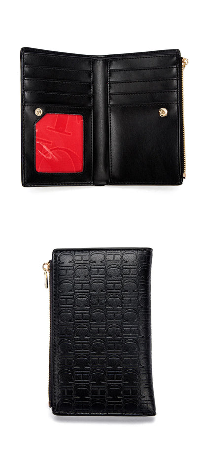 Retro Classic Style Solid Color Women's Long Wallet with Letter Print Portable Women's Clutch Bag Fashionable and Simple