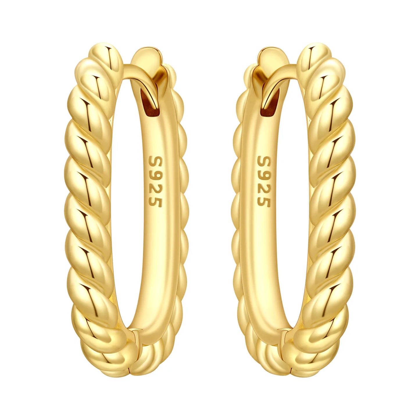 S925 Sterling Silver 18K Gold-Lined Zircon Hoop Earrings for Women