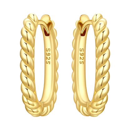 S925 Sterling Silver 18K Gold-Lined Zircon Hoop Earrings for Women