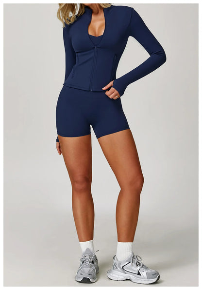 Women's 2/3PCS Yoga Set Workout Clothes Long Sleeve Sports Bra Leggings Gym Running Activewear Outfit
