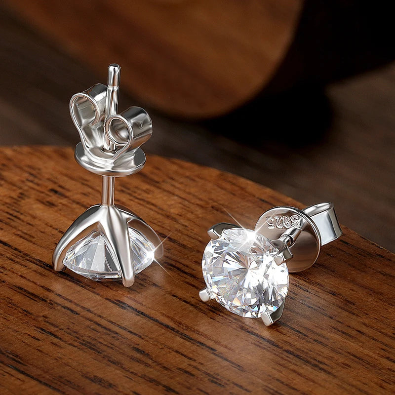 Moissanite Earring 0.2-2ct D VVS1 GRA Certified Lab Diamond 4 Claw s925 Unisex Sterling Silver Stud Earrings