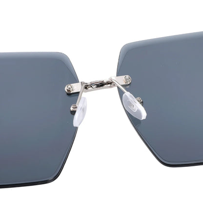 Women’s Vintage Square Frameless Sunglasses – Retro Gradient Lens UV Protection Fashion Shades