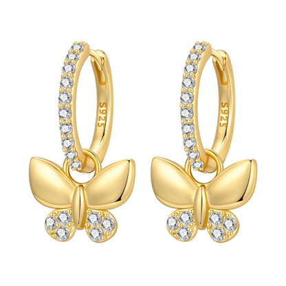 S925 Sterling Silver 18K Gold-Lined Zircon Hoop Earrings for Women