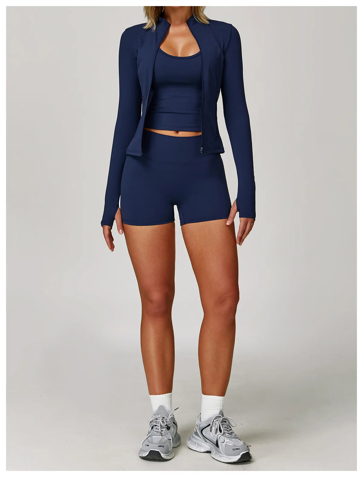 Women's 2/3PCS Yoga Set Workout Clothes Long Sleeve Sports Bra Leggings Gym Running Activewear Outfit