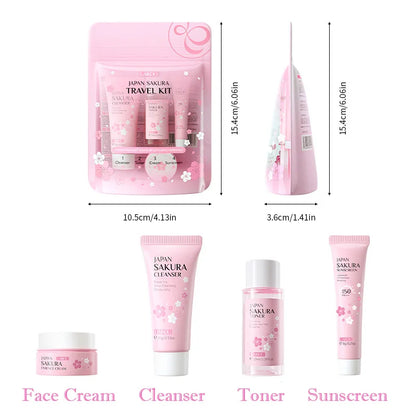 LAIKOU Sakura Skin Care Sets Facial Cleanser Face Cream Serum Toner Moisturizing Brightening Firming Hydrating Face Care Kit