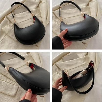 Women’s Moon-Shaped Shoulder Bag – Elegant Minimalist Hobo Handbag, Luxury-Look Crescent Purse with Adjustable Strap