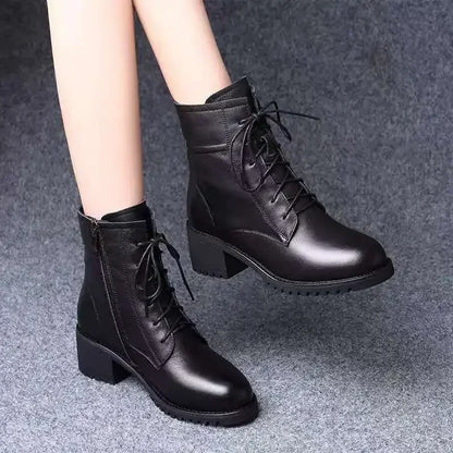 2025 Women's Shoes Luxury Chelsea Boot Women Leather Boot Chunky Winter Shoe Platform Ankle Boots Thick Heel Brand Designer