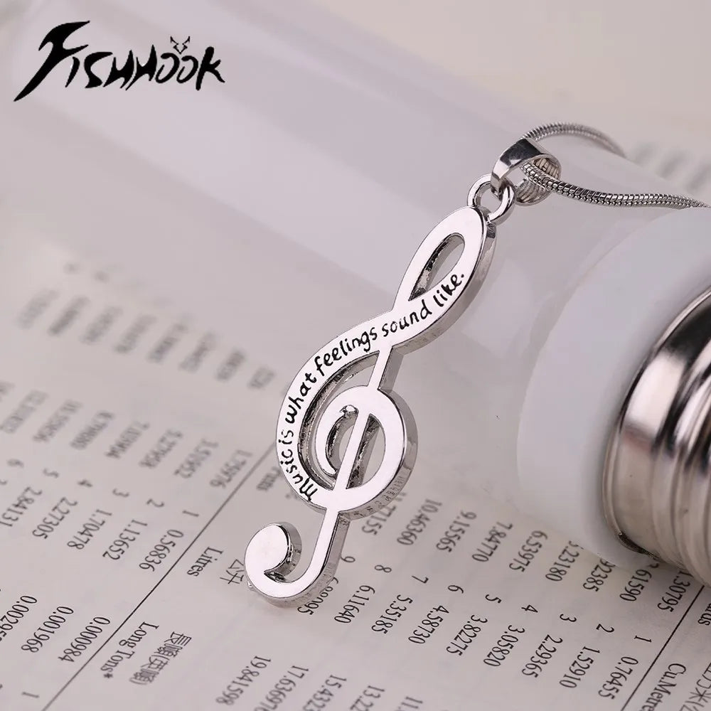 Music Necklace Treble Clef Note Chain Musical Symbol Staff Notation Gift For Woman Men Kid Child Silver Color Pendant Jewelry