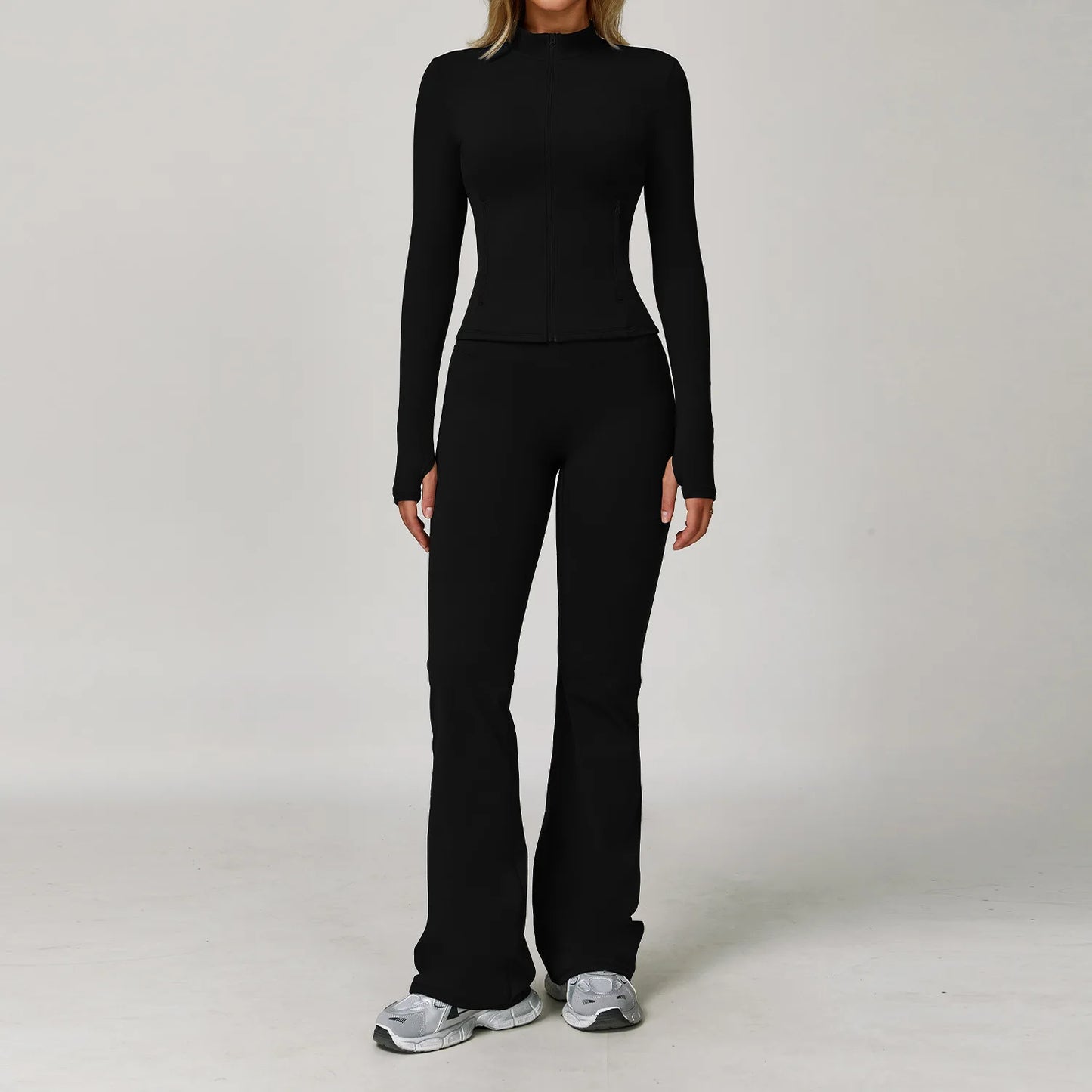 Women's 2/3PCS Yoga Set Workout Clothes Long Sleeve Sports Bra Leggings Gym Running Activewear Outfit