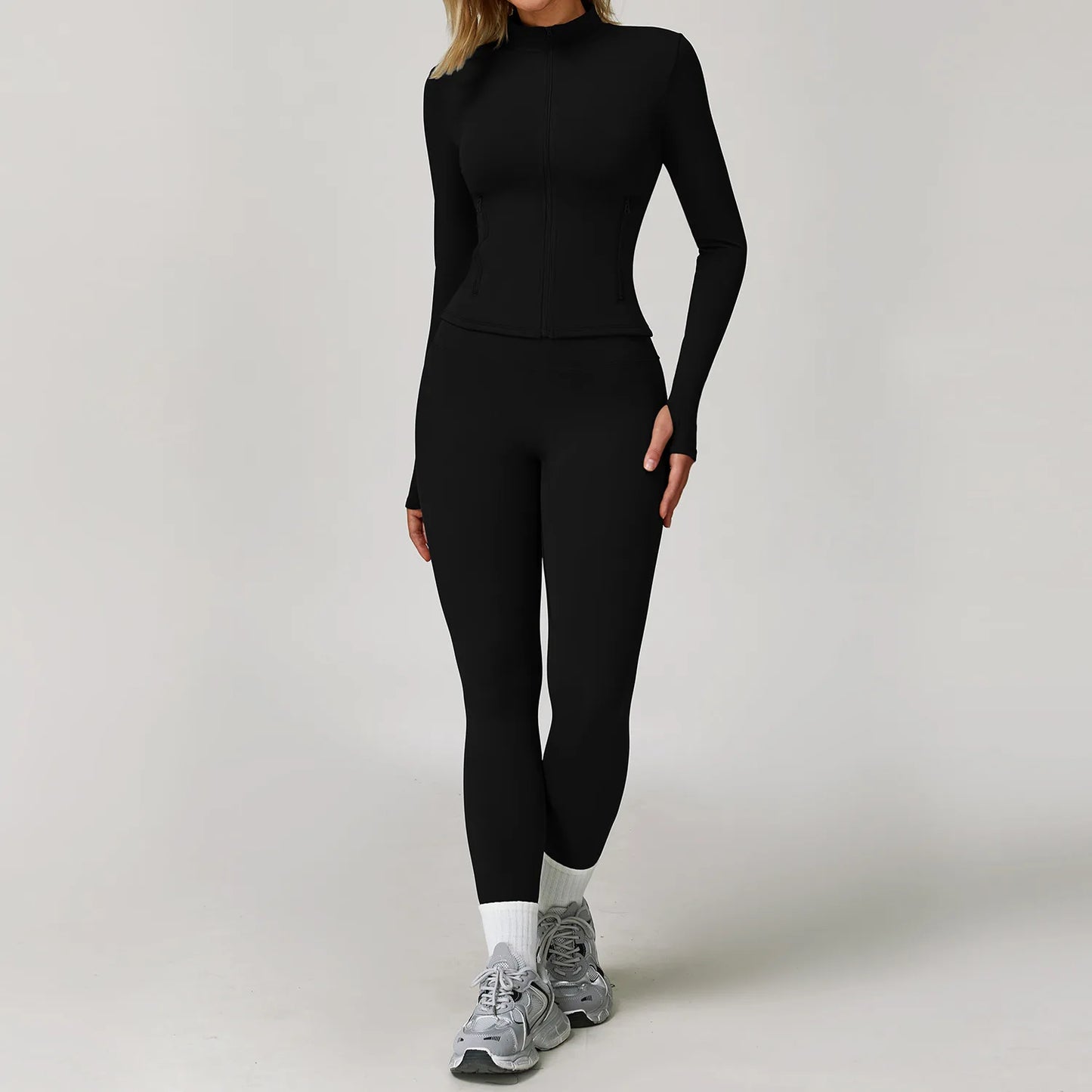 Women's 2/3PCS Yoga Set Workout Clothes Long Sleeve Sports Bra Leggings Gym Running Activewear Outfit