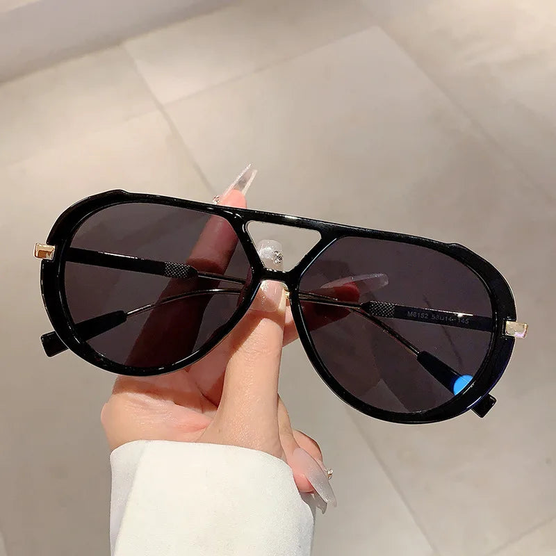Vintage Double Bridge Oval Sunglasses UV400 | Luxury Gradient Lens Retro Fashion Eyewear for Men & Women