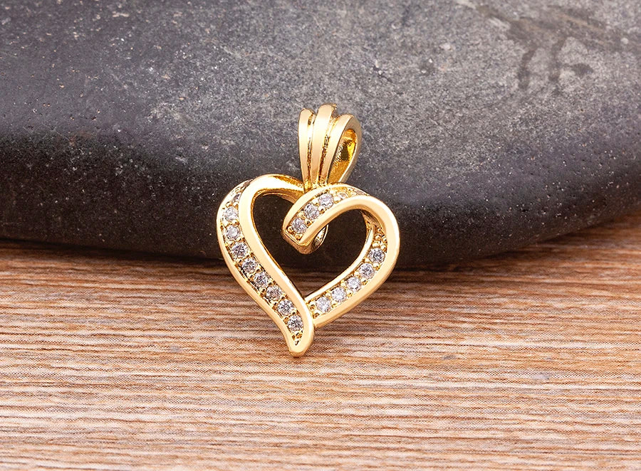 Gold Open Heart Pendant Necklace for Women – Sparkling Cubic Zirconia Dainty Clavicle Chain, Romantic Jewelry Gift