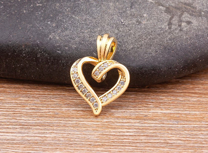 Gold Open Heart Pendant Necklace for Women – Sparkling Cubic Zirconia Dainty Clavicle Chain, Romantic Jewelry Gift