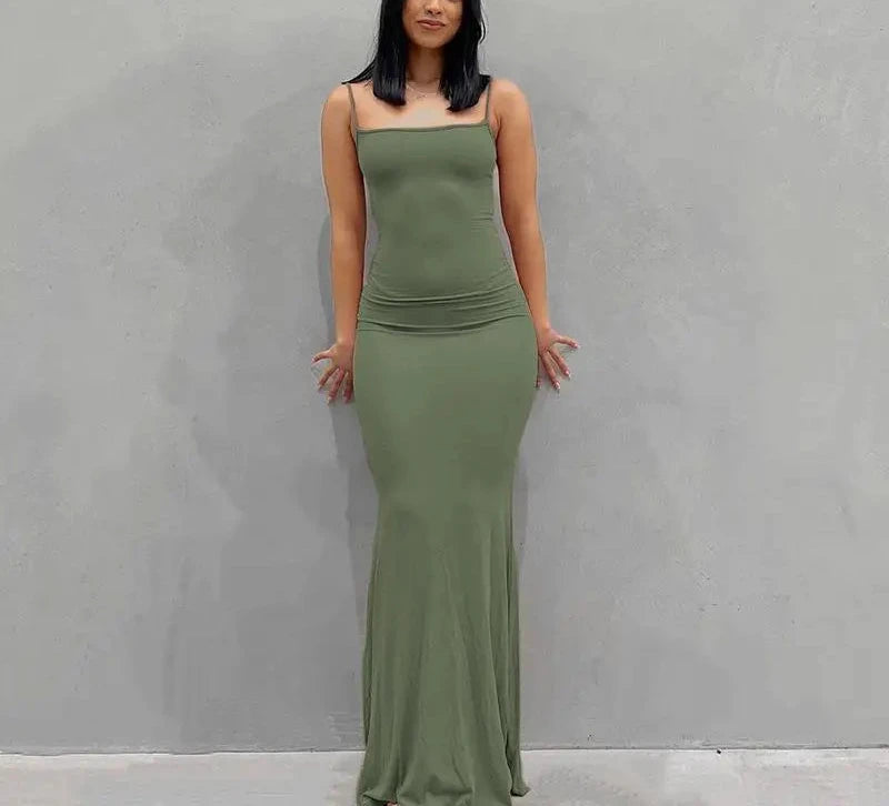 Women’s Backless Maxi Dress – Sexy Summer Vacation Party & Club Night Dress