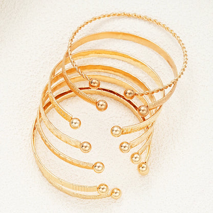 7 Piece Gold Cuff Bracelet Set for Women Geometric Stackable Boho Jewelry