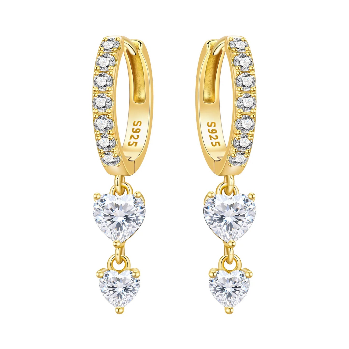 S925 Sterling Silver 18K Gold-Lined Zircon Hoop Earrings for Women