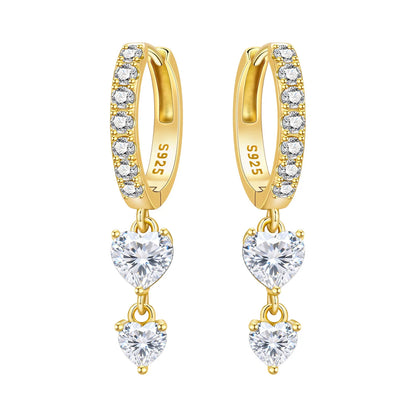 S925 Sterling Silver 18K Gold-Lined Zircon Hoop Earrings for Women