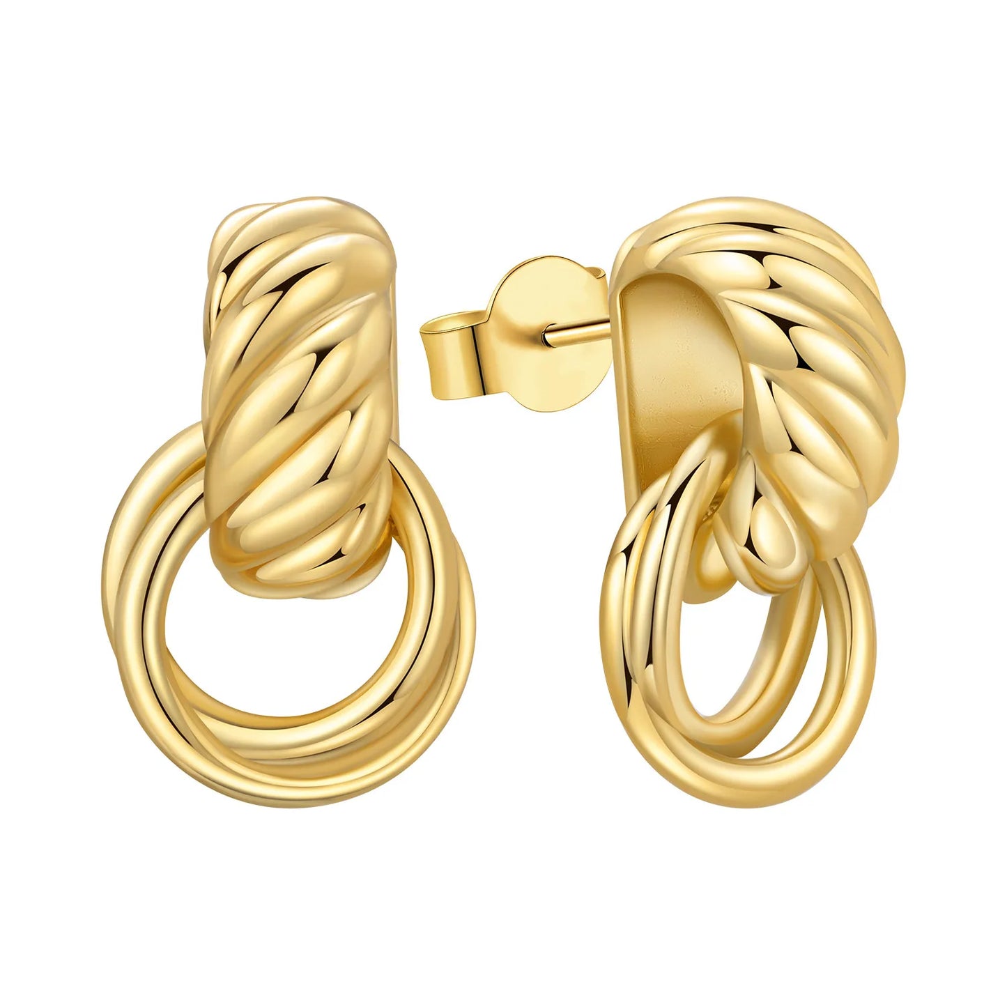 S925 Sterling Silver 18K Gold-Lined Zircon Hoop Earrings for Women