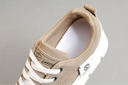 Women’s Chunky Lace-Up Sneakers – Soft Sole Casual Walking Shoes Trendy Vulcanized Fashion Sneakers