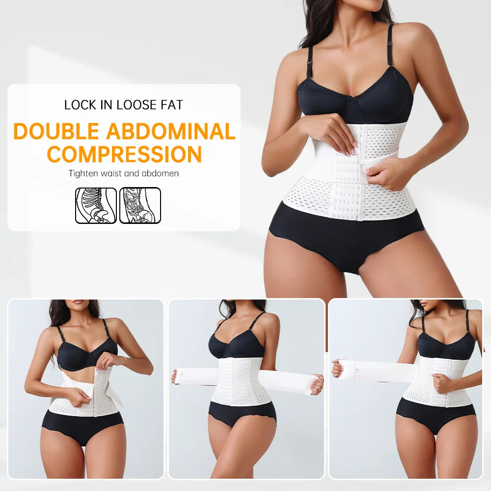 New Adjustable Waist Trainer for Women Double Belts Neoprene Corset with Zipper