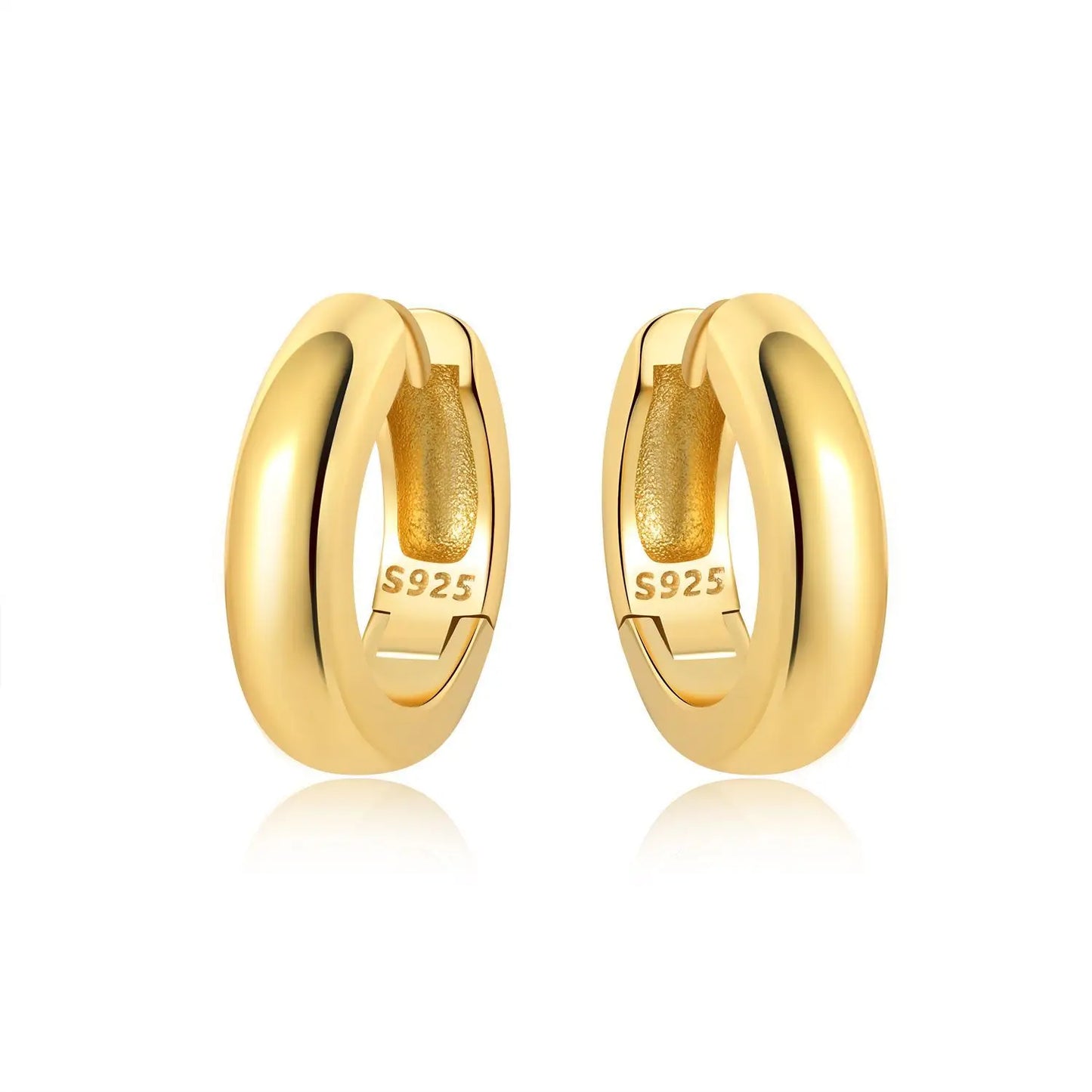 S925 Sterling Silver 18K Gold-Lined Zircon Hoop Earrings for Women